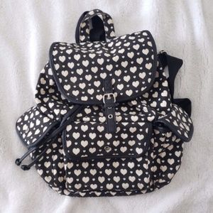 Black and White Heart Small Fashion Backpack